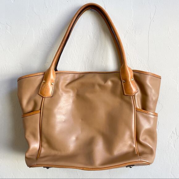 Dooney & Bourke Florentine Kristen Fawn Camel Tan Leather Tote Bag - Picture 2 of 7